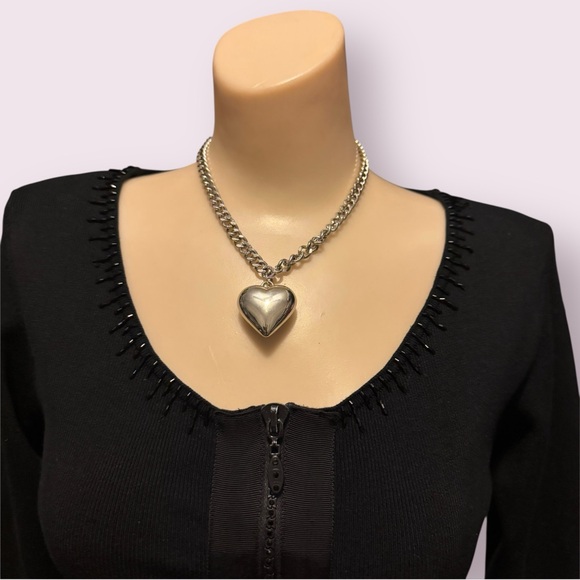 Vintage Cache Y2K Black Silk Beaded Knit Blouse with Zip-Up Detail - Picture 7 of 15